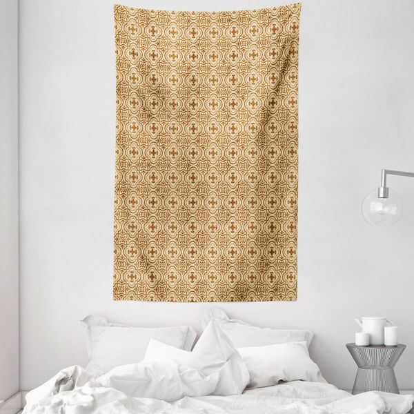 Abakuhaus Tappezzeria E Copriletto Color Terra, Fiori Damascati In Morbido Tessuto Microfibra Lavabile Senza Scolorimento Stampa Digitale, 140 X 230 Cm, Beige E Marrone-image