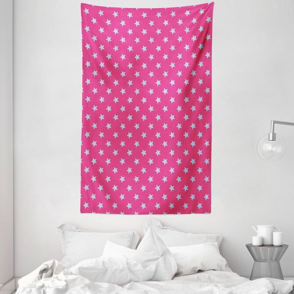Abakuhaus Arazzo E Copriletto Blu E Rosa, Stelle Vintage In Morbido Tessuto Microfibra Lavabile Senza Scolorimento, Stampa Digitale, 140 X 230 Cm, Rosa E Azzurro-image