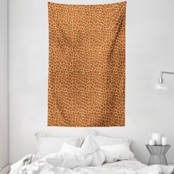 Abakuhaus Arazzo E Copriletto Giraffa, Stampa Pelle Di Giraffa In Morbido Tessuto Microfibra Lavabile Senza Scolorimento Stampa Digitale, 140 X 230 Cm, Cannella E Beige-image