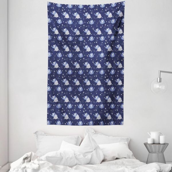 Abakuhaus Aereo Arazzo E Copriletto, Aereo Geometrico In Morbido Tessuto Microfibra Lavabile Senza Scolorimento Stampa Digitale, 140 X 230 Cm, Viola Blu Grigio Chiaro-image