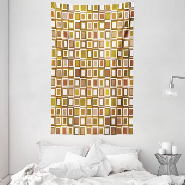Abakuhaus Arazzo Geometrico E Copriletto, Motivo Quadrato In Morbido Tessuto In Microfibra Lavabile Senza Scolorimento, Stampa Digitale, 140 X 230 Cm, Multicolore-image
