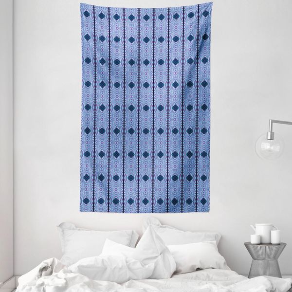 Abakuhaus Arazzo E Copriletto Psichedelico, Strisce Caleidoscopiche In Morbido Tessuto Microfibra Lavabile Senza Scolorimento Stampa Digitale, 140 X 230 Cm, Viola Grigio Azzurro-image