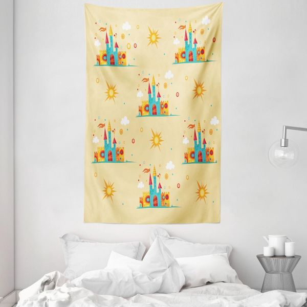 Abakuhaus Arazzo E Copriletto Fiabesco, Castello Medievale In Morbido Tessuto Microfibra Lavabile Senza Scolorimento, Stampa Digitale, 140 X 230 Cm, Multicolore-image