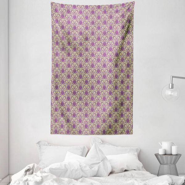 Abakuhaus Arazzo E Copriletto In Stile Vittoriano, Sintesi Stile Damasco In Morbido Tessuto Microfibra Lavabile Senza Scolorimento Stampa Digitale, 140 X 230 Cm, Fucsia Verde Chiaro-image