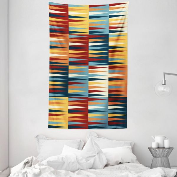 Abakuhaus Arazzo E Copriletto Retrò, Triangoli Colorati Lunghi In Morbido Tessuto Microfibra Lavabile Senza Scolorimento, Stampa Digitale, 140 X 230 Cm, Multicolore-image