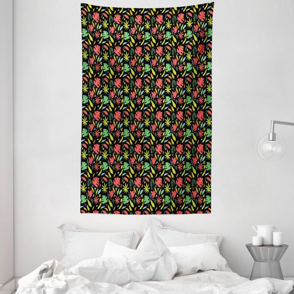 Abakuhaus Tappezzeria E Copriletto Con Foglie, Motivo Autunnale In Morbido Tessuto Microfibra Lavabile Senza Scolorimento Stampa Digitale, 140 X 230 Cm, Multicolore-image