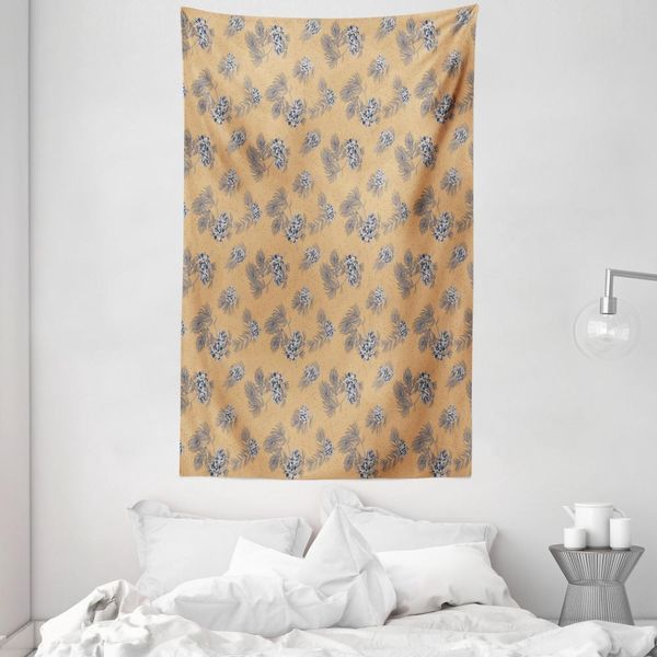 Abakuhaus Arazzo E Copriletto Pine Cone, Stile Vintage, Realizzato In Morbido Tessuto In Microfibra, Lavabile Senza Scolorimento, Stampa Digitale, 140 X 230 Cm, Marrone Sabbia E Grigio Blu.-image