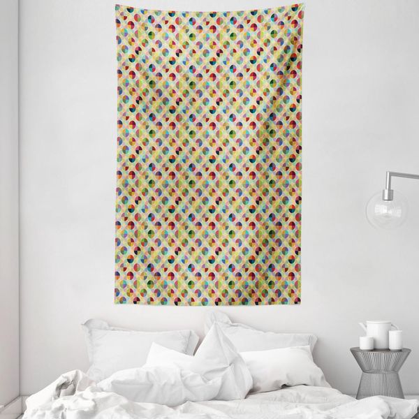 Abakuhaus Arazzo Geometrico E Copriletto, Disposizione Circolare A Tessere In Morbido Tessuto Microfibra Lavabile Senza Scolorimento Stampa Digitale, 140 X 230 Cm, Multicolore-image