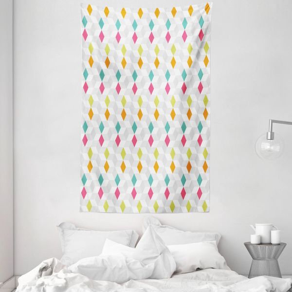 Abakuhaus Arazzo Geometrico E Copriletto, Composizione Di Rombi In Morbido Tessuto Microfibra Lavabile Senza Scolorimento Stampa Digitale, 140 X 230 Cm, Multicolore-image