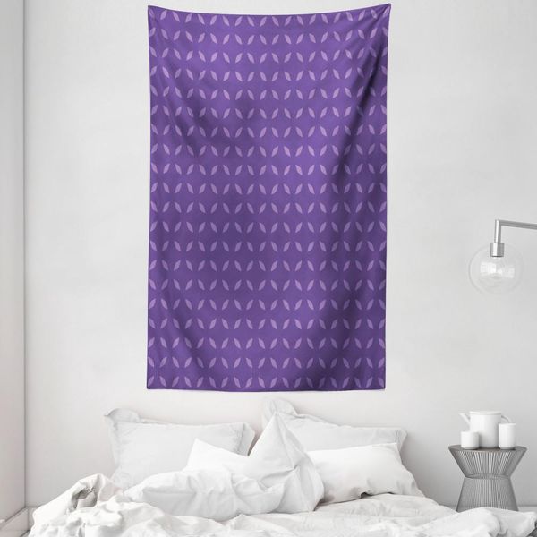 Abakuhaus Arazzo Geometrico E Copriletto, Disegno Monocromatico In Morbido Tessuto Microfibra Lavabile Senza Scolorimento Stampa Digitale, 140 X 230 Cm, Malva E Viola Scuro-image