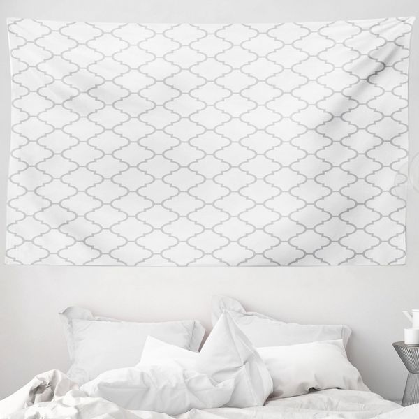 Abakuhaus Arazzo Grigio, Motivo Damascato Monocromatico In Morbido Tessuto Microfibra Lavabile Senza Scolorimento Stampa Digitale, 230 X 140 Cm, Bianco Grigio-image