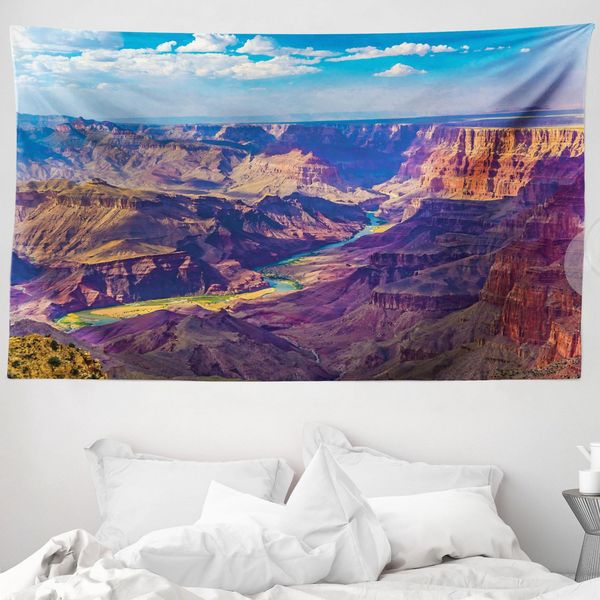 Abakuhaus Arazzo Americano, Grand Canyon Al Tramonto In Morbido Tessuto Microfibra Lavabile Senza Scolorimento, Stampa Digitale, 230 X 140 Cm, Blu Tan-image