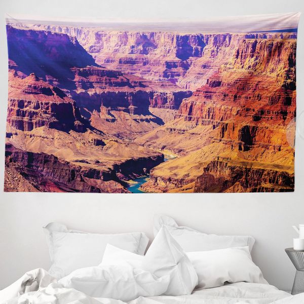 Abakuhaus Arazzo Americano, Grand Canyon View Usa In Morbido Tessuto Microfibra Lavabile Senza Scolorimento Stampa Digitale, 230 X 140 Cm, Marrone-image