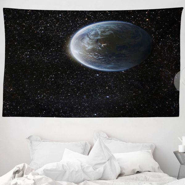 Abakuhaus Galaxis Arazzo, Luna Pianeta Terra Cosmo In Morbido Tessuto Microfibra Lavabile Senza Scolorimento Stampa Digitale, 230 X 140 Cm, Blu Nero-image