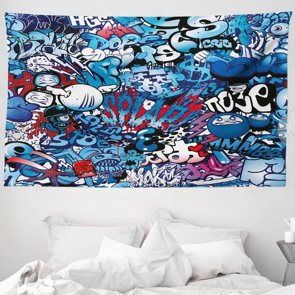 Abakuhaus Arazzo Colorato, Graffiti Street Art In Morbido Tessuto Microfibra Lavabile Senza Scolorimento, Stampa Digitale, 230 X 140 Cm, Multicolore-image