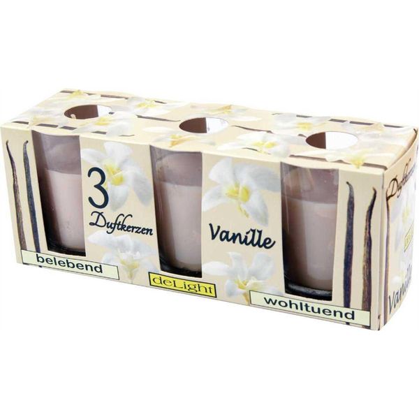 Candele Profumate Classic 3-Pack In Un Barattolo, Lunga Durata Di Combustione E Profumo Piacevole (Vaniglia)-image