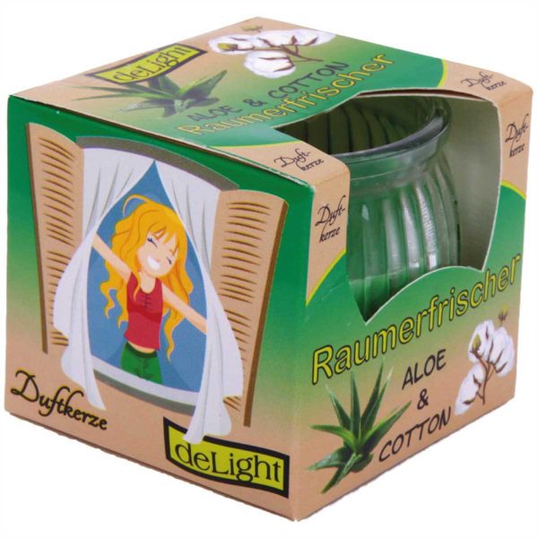 Candela Profumata Rinfrescante In Vetro, A Lunga Durata E Dal Profumo Gradevole ( Aloe Cotone )-image