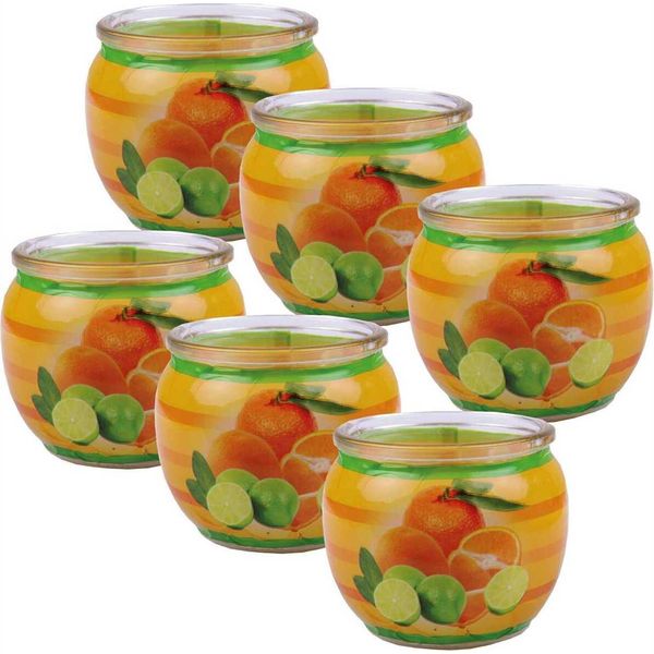 Candele Profumate Motivo 6-Pack In Un Barattolo, Lunga Durata Di Combustione E Profumo Piacevole ( Agrumi)-image