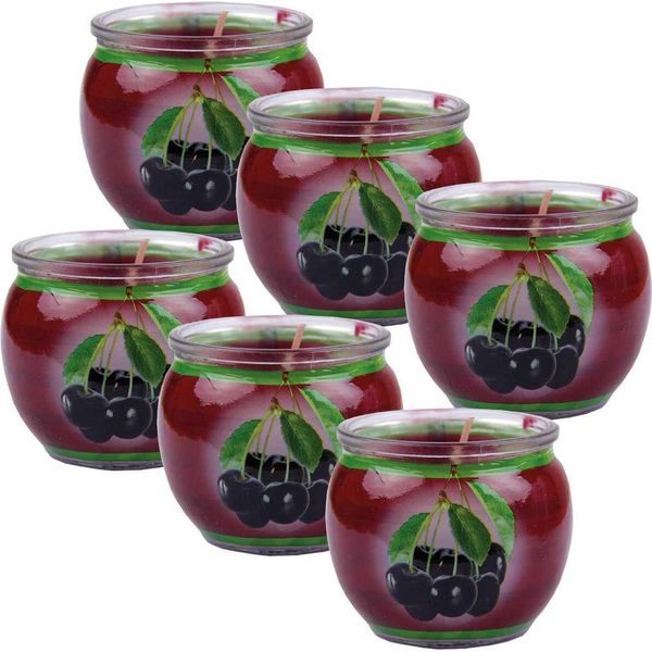 Candele Profumate Motivo 6-Pack In Un Barattolo, Lunga Durata Di Combustione E Profumo Piacevole ( Black Cherry )-image