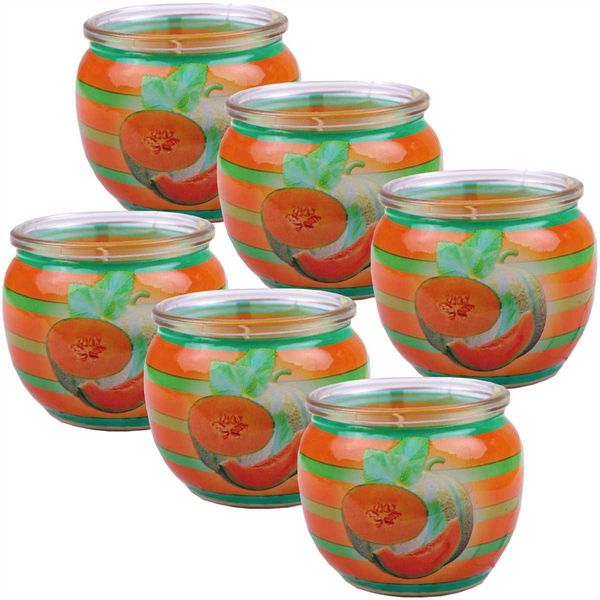 Candele Profumate Motivo 6-Pack In Un Barattolo, Lunga Durata Di Combustione E Profumo Piacevole ( Melone Fresco)-image