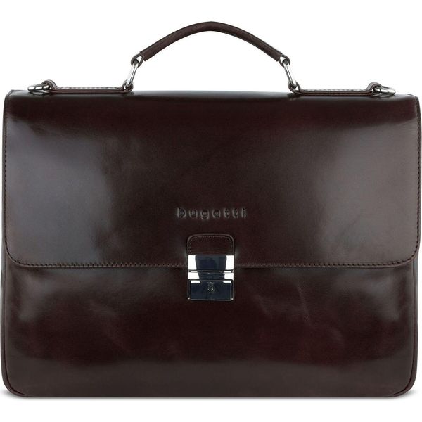 Bugatti Pelle Cartella Laptop Bag Con Scomparto Per Laptop Romano Briefcase Brown Marrone Scuro-image