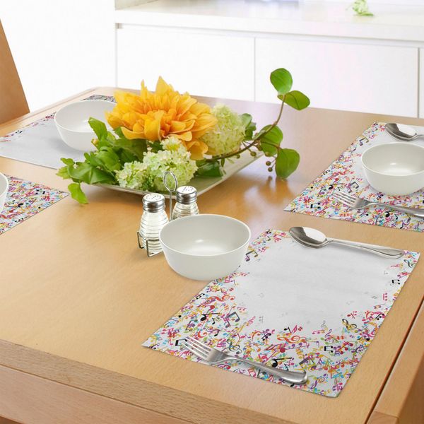 Tovagliette Abakuhaus, Note Musicali Colorate Con Stampa A Tema Festival, Canto, Moda, Decorazioni Da Tavola In Tessuto Resistente Ai Colori Per La Sala Da Pranzo E La Cucina, Multicolore-image