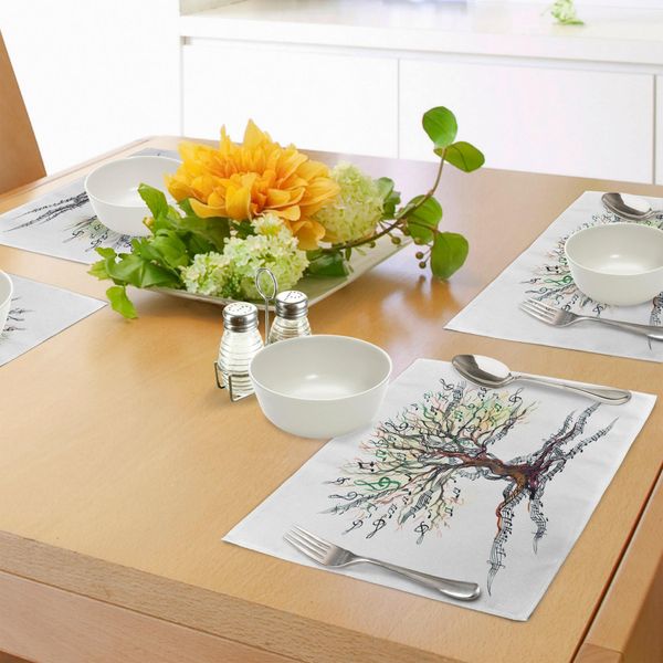 Tovagliette Abakuhaus, Albero Musicale, Chiave Musicale Autunnale, Strudel, Illustrazioni Naturali, Foglio, Design Creativo, Decorazioni Per La Tavola In Tessuto Resistente Al Lavaggio Per La Sala Da Pranzo E La Cucina, Multicolore-image