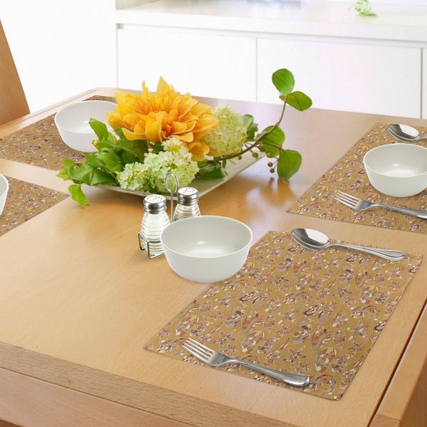 Tovagliette Abakuhaus Ocean, Motivo Con Pesci, Conchiglie, Stelle Marine, Cavallucci Marini, Creature Marine, Illustrazioni Marine, Tiscjdeco In Tessuto Resistente Al Lavaggio Per Sala Da Pranzo E Cucina, Marrone Senape-image