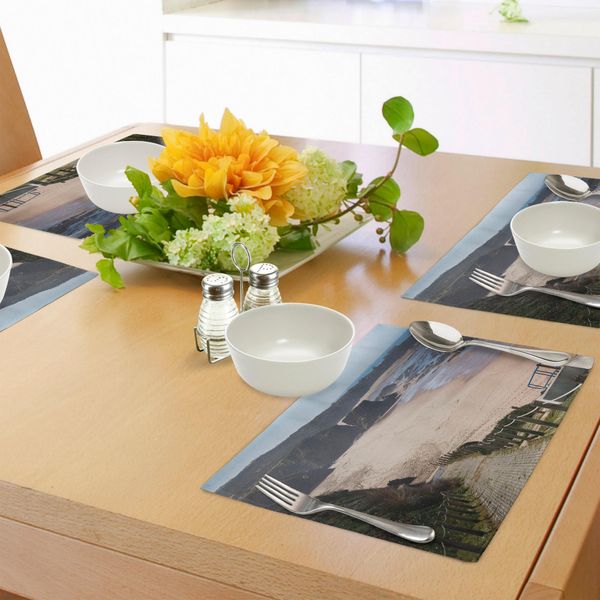Tovagliette Da Spiaggia Abakuhaus, Costa Occidentale Del Portogallo Con Mare Calmo, Vignette, Canyon Selvaggi, Paesaggio Ordinato, Tiscjdeco In Tessuto Resistente Ai Colori Per La Sala Da Pranzo E La Cucina, Multicolore-image