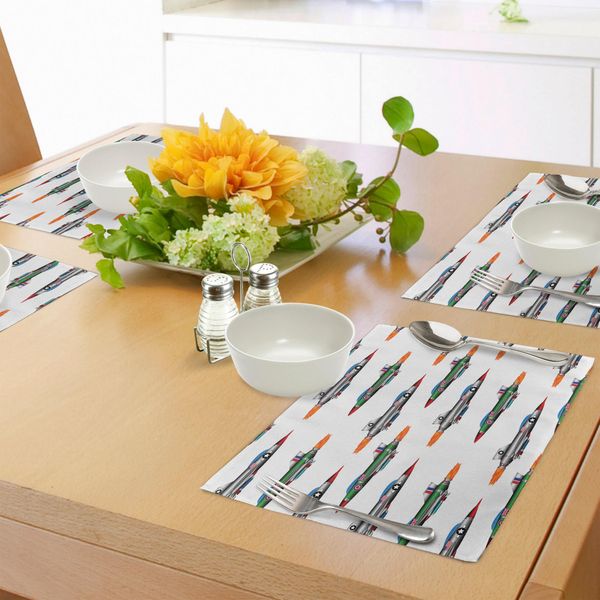 Tovagliette Abakuhaus Con Motivi Aeronautici, Collezione Jet Aircraft Aviation Attack Modern Technology Regno Unito, Tiscjdeco In Tessuto Resistente Ai Colori Per Sala Da Pranzo E Cucina, Multicolore-image