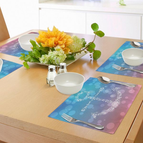 Abakuhaus Tovagliette Anchor, Starry Fairy Anchor Con Bolle Su Paesaggio Astratto Sfocato Stampa Artistica Marine Element, Tiscjdeco In Tessuto Resistente Al Lavaggio Per Sala Da Pranzo E Cucina, Rosa Blu-image
