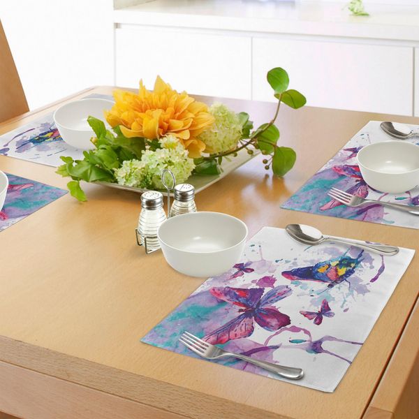Tovagliette Abakuhaus Con Farfalle, Stampa Acquerellata Del Simbolo Della Farfalla Dell'energia Dell'anima - Arte Femminile - Design Moderno, Stampa Digitale Su Tessuto Lavabile, Decorazione Per La Tavola, Cucina, Multicolore-image