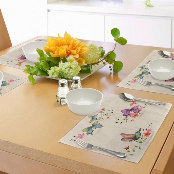Tovagliette Abakuhaus Con Farfalle, Collezione Di Farfalle Su Sfondo Vintage - Trasformazione Spirituale Delle Falene, Decorazioni Da Tavola In Tessuto Resistente Al Lavaggio Per La Sala Da Pranzo E La Cucina, Multicolore-image
