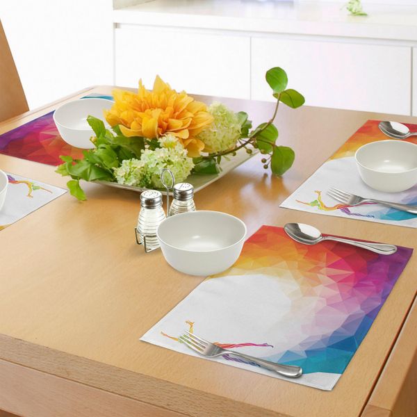 Tovagliette Sportive Abakuhaus, Ritratto Di Ginnasta Femminile, Forme Geometriche Colorate, Stile Digitale, Olimpiadi Moderne, Tiscjdeco In Tessuto Resistente Ai Colori Per La Sala Da Pranzo E La Cucina, Multicolore-image