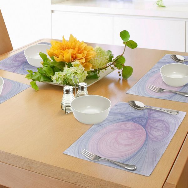 Abakuhaus Tovagliette Psichedeliche, Frattale Astratto Misterioso Con Strano Motivo Decorativo Sull'eternità, Tiscjdeco In Tessuto Resistente Al Lavaggio Per La Sala Da Pranzo E La Cucina, Viola Rosa-image