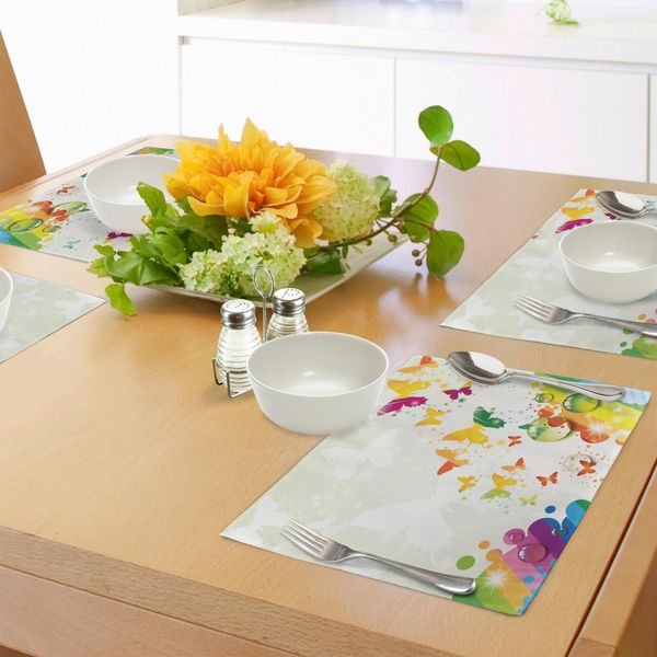 Abakuhaus Tovagliette Colorate, Sagome Di Farfalle Freedom Icons Della Natura Festival Artwork Print, Tiscjdeco In Tessuto Resistente Al Lavaggio Per La Sala Da Pranzo E La Cucina, Multicolore-image