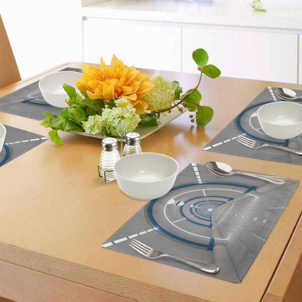 Tovagliette Abakuhaus Space, Galassia Animazione Spaziale Con Texture Flash Viaggi Energetici Immagine Statica Stampa, Tiscjdeco In Tessuto Resistente Al Colore Per La Sala Da Pranzo E La Cucina, Verde Blu-image