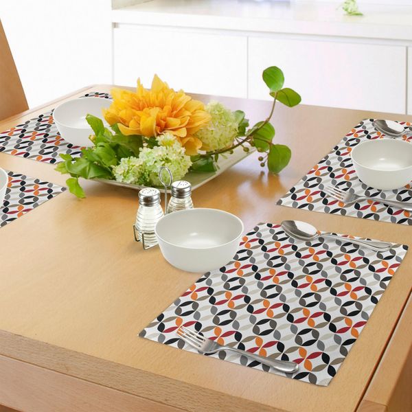 Abakuhaus Tovagliette Geometriche Circolari, Forme Ad Anello Dimensionali Serie Artistica TöNe Hispter Bohemian Design Image, Tiscjdeco In Tessuto Resistente Al Colore Per La Sala Da Pranzo E La Cucina, Multicolore-image