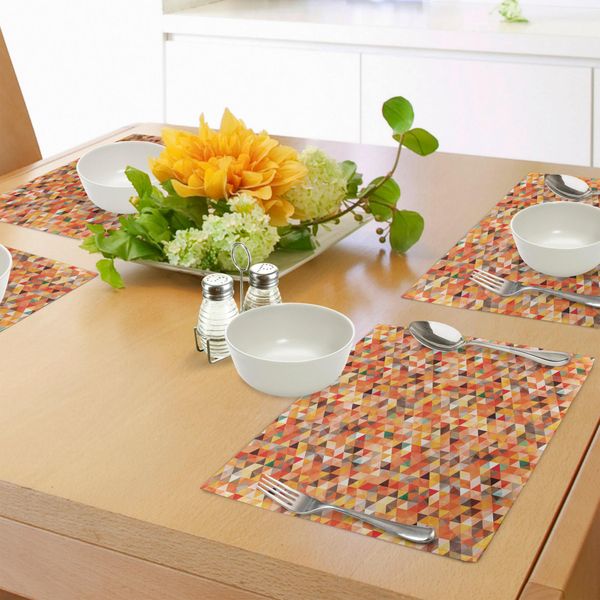 Abakuhaus Tovagliette Geometriche, Motivo Astratto A Triangoli E Rombi Trippy Funky, Vivace Illustrazione Artistica, Tiscjdeco In Tessuto Resistente Ai Colori Per La Sala Da Pranzo E La Cucina, Multicolore-image