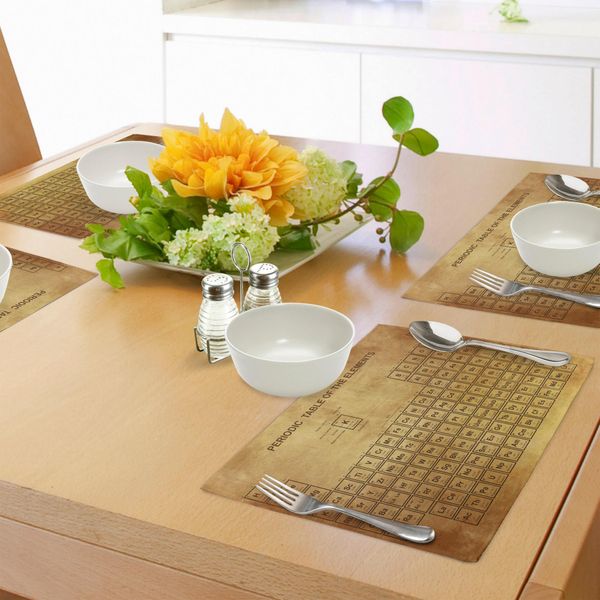 Abakuhaus Tovagliette Scientifiche, Tavola Periodica Degli Elementi Chimici, Design Vintage Per Scienziati E Studenti, Stampa, Tiscjdeco In Tessuto Resistente Ai Colori Per La Sala Da Pranzo E La Cucina, Marrone Sabbia-image