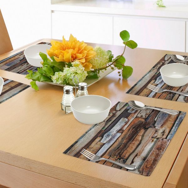 Abakuhaus Tovagliette In Legno Galleggiante, Tema Legno Galleggiante E Assi Nodose In Stile Vintage, Immagine Digitale, Tessuto Lavabile, Decorazione Per Tavola Da Pranzo E Cucina, Stampa Digitale, Marrone Grigio-image