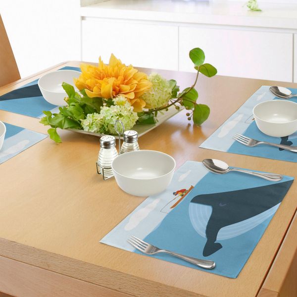 Tovagliette Abakuhaus Wal, Disegno Vintage A Tema Marino Con Nave Sun E Motti, Opera D'arte, Tiscjdeco In Tessuto Resistente Ai Colori Per La Sala Da Pranzo E La Cucina, Multicolore-image