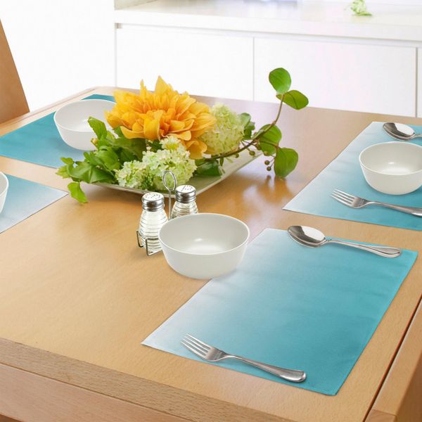 Tovagliette Abakuhaus, Maldive Profonde Sealife Oceano Ha Ispirato Il Design Moderno Dai Colori Acquatici, Tiscjdeco In Tessuto Resistente Ai Colori Per La Sala Da Pranzo E La Cucina, Turchese Bianco-image