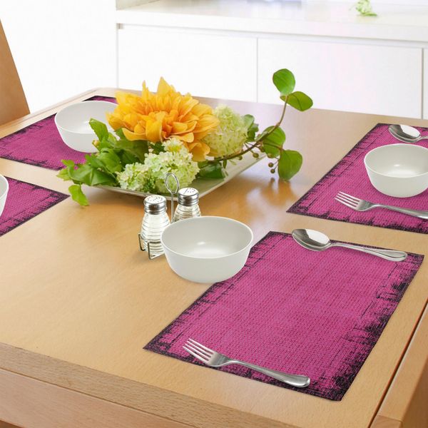 Tovagliette Abakuhaus Magenta, Design Futuristico In Stile Vintage Lattice Grungy Murky Surface Colori Pastello, Tiscjdeco In Tessuto Resistente Al Lavaggio Per La Sala Da Pranzo E La Cucina, Colori Fucsia Rosa-image