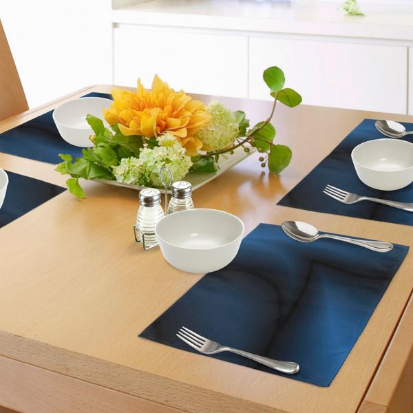 Tovagliette Abakuhaus Blu Navy, Con Un Maestoso Motivo Oceanico Blu Scuro E Un'immagine Riflettente, Tiscjdeco In Tessuto Resistente Al Lavaggio Per La Sala Da Pranzo E La Cucina, Blu Scuro-image