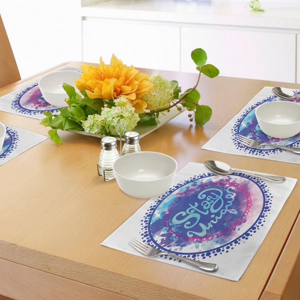 Abakuhaus Tovagliette Motivazionali, Citazioni Ispiratrici Su Sfondo Retro Con Pennellate Stilizzate Ad Acquerello, Decorazioni Da Tavola In Tessuto Resistente Ai Colori Per La Sala Da Pranzo E La Cucina, Viola Blu-image