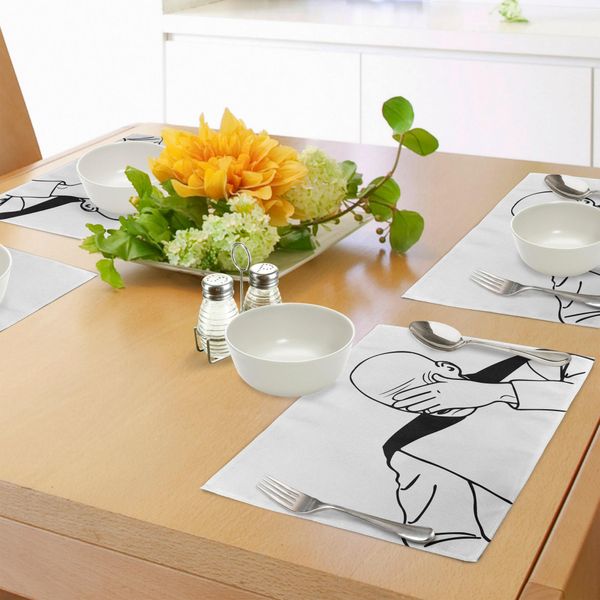 Tovagliette Umoristiche Abakuhaus, Volto Del Capitano Picard, Troll Delle Palme, Meme, Scritta "Super Divertente"", Illustrazione Online, Decorazione Da Tavola In Tessuto Resistente Ai Colori Per La Sala Da Pranzo E La Cucina, Bianco E Nero."-image