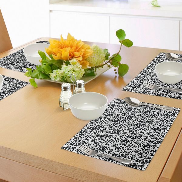Abakuhaus Tovagliette Con Stampa Dalmata, Cuccioli In Bianco E Nero, Motivo A Macchie, Divertente Disegno Di Animali Domestici Sporchi, Tiscjdeco In Tessuto Resistente Al Lavaggio Per La Sala Da Pranzo E La Cucina, Bianco E Nero-image