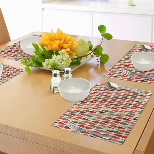 Tovagliette Abakuhaus In Stile Retrò, Anni '60 E '70, Disegno Geometrico Rotondo Con Colori Caldi, Tiscjdeco In Tessuto Resistente Al Lavaggio Per La Sala Da Pranzo E La Cucina, Multicolore-image