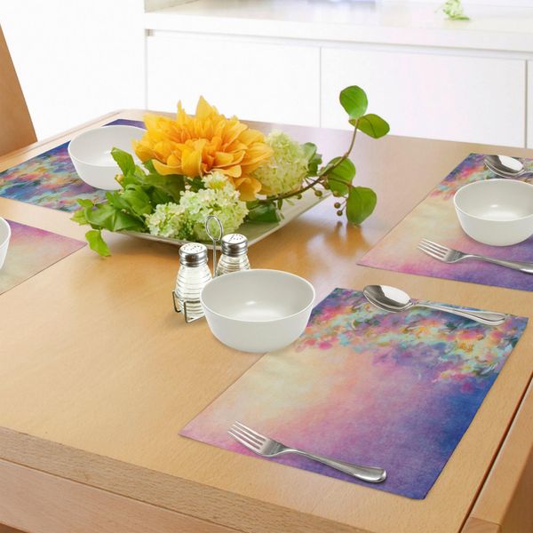Abakuhaus Tovagliette Viola, Effetto Acquerello, Fiori Di Ciliegio Primaverili, Stampa Giapponese Asiatica Naturale, Decorazione Da Tavola In Tessuto Resistente Al Lavaggio Per Sala Da Pranzo E Cucina, Calendula E Viola-image